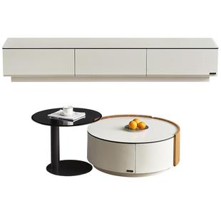全友家居现代简约高矮圆形茶几电视机柜组合客厅可移动的小边几