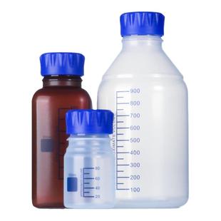 蓝盖试剂瓶实验室塑料丝口瓶PP耐高温小口试剂瓶棕色避光瓶塑料瓶