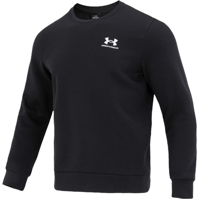 安德玛黑色卫衣男加绒秋季保暖女装运动服宽松圆领套头衫长袖上衣