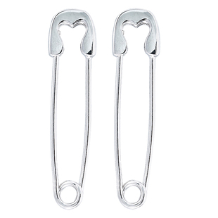 925纯银曲别针耳环圈男女潮人简约耳钉心形朋克创意个性耳饰单只