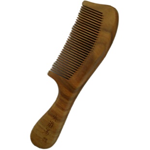 头道汤天然檀木梳卷发梳绿檀木子按摩梳防脱发防静电长发牛角梳子