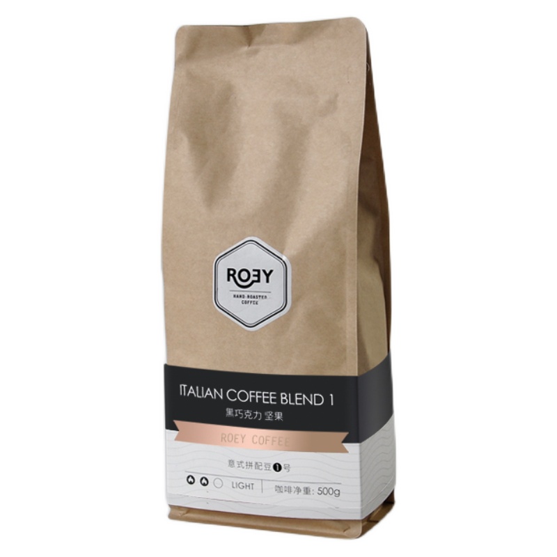 ROEY 意式黑巧坚果咖啡豆拼配多油脂美式新鲜烘焙深烘可现磨 500g