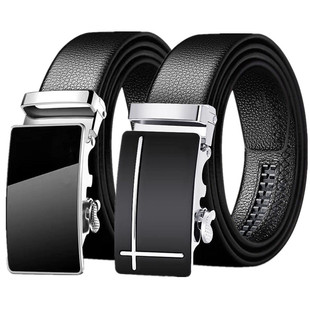 买一送一保罗2025新款男士仿真皮自动扣皮带青年休闲百搭腰带