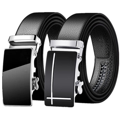 买一送一保罗2025新款男士仿真皮自动扣皮带青年休闲百搭腰带