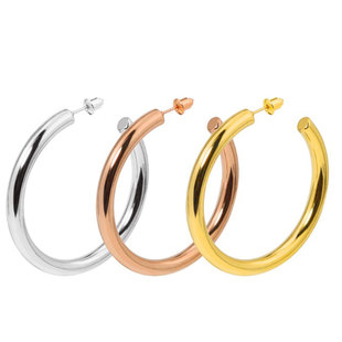 钛钢加粗耳环女夸张欧美港风韩国个性半全新月牙设计感耳钉大耳圈