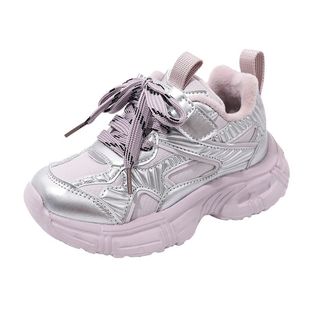 芭芭鸭女童运动鞋2025新款加绒男童鞋儿童冬二棉老爹鞋女孩跑步鞋