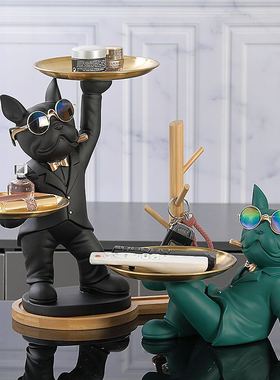 法斗犬狗狗挂钩桌面收纳创意玄关挂放钥匙架首饰摆件装饰家用门口