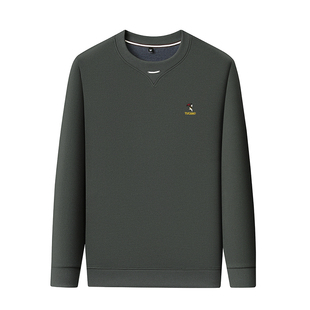 啄木鸟冬季圆领卫衣男款加绒加厚保暖一体绒德绒毛衣低领打底衫潮