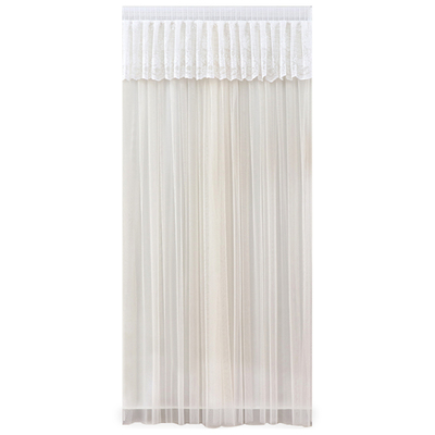 免打孔透光不透人蕾丝四季纱门帘