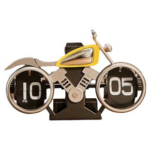 物有引力 摩托车自动翻页时钟 静音机械座钟复古怀旧高档桌面摆件