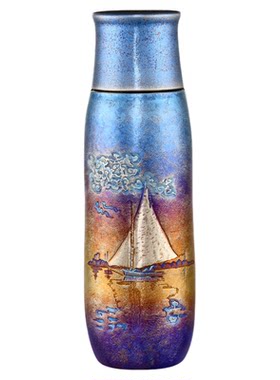 TAIC太可纯钛保温杯送领导轻奢高档水杯手工錾刻钛艺焖茶杯390ml