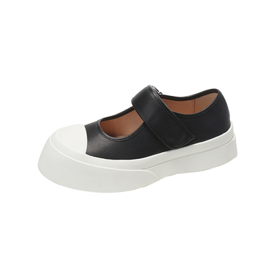 松糕厚底魔术贴皮面丑萌风大头鞋