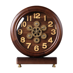 复古精美实木座钟客厅轻奢高级感摆台式钟表时钟坐钟摆件2025新款