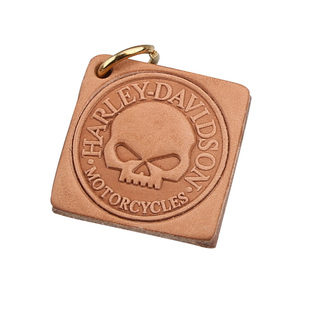 头层牛皮钥匙扣植鞣革手工打磨真皮摩托机车牛皮钥匙牌挂件防丢