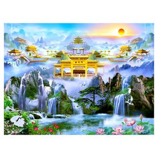 仙境天宫天庭南天门墙纸流水生财仙境墙纸神道佛堂聚财风景图壁画