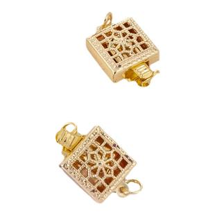 14k包金保色配件镂空插棒扣珍珠饰品链接插扣diy手链项链收尾