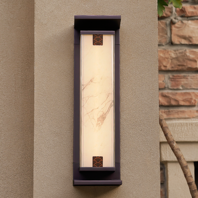 太阳能户外防水壁灯简约仿云石别墅庭院阳台室外长条大门两侧柱灯