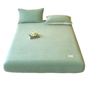 加厚牛奶绒床笠罩珊瑚绒加绒床罩冬季毛绒全包床单床垫保暖床套罩