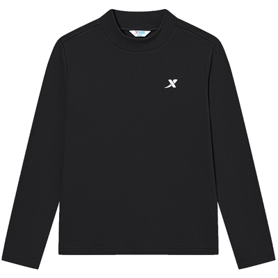 特步童装2025秋冬男童休闲上衣儿童长袖打底衫纯色半高领长袖T恤