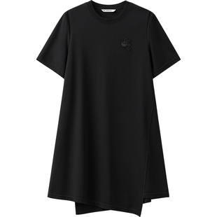 播商场同款不对称裙摆连衣裙女夏新款法式短袖长裙BDS2LD2438