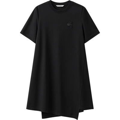 播商场同款不对称裙摆连衣裙女夏新款法式短袖长裙BDS2LD2438