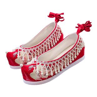 【出租】汉服鞋子女古风古装明制绣花鞋弓鞋坡跟内增高十三余婚鞋