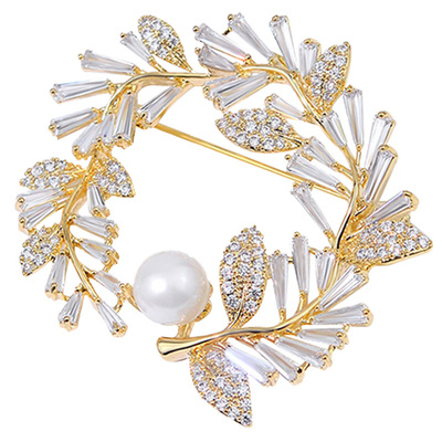 百搭大气幸运花环胸针西装气质