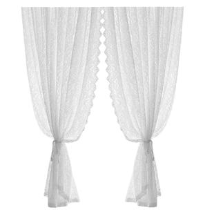 粘贴窗纱纱帘免打孔透光白色魔术蕾丝内开飘窗帘卧室阳台隔断门帘