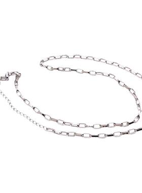 INS粗链条项链S925纯银DIY方块拼接男潮嘻哈小众设计卫衣裸链子