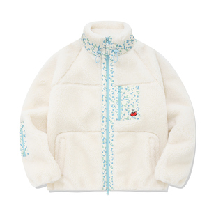 kirsh大樱桃秋冬新款羊羔毛外套女宽松休闲百搭撞色碎花夹克