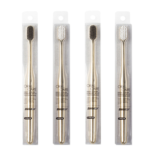 土豪金牙刷家用细软毛男女士竹炭刷毛家庭装小头金色手柄独立包装