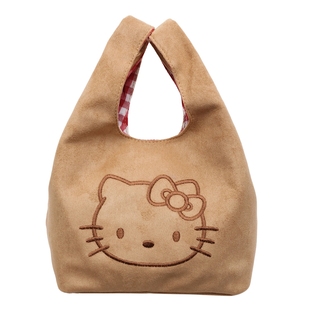 韩系复古kt猫卡通小拎包女上班日常手提包可爱便携麂皮杂物包秋冬