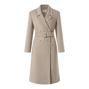 OBEG欧碧倩冬羊毛双面呢大衣女正肩西装领羊绒外套50504550