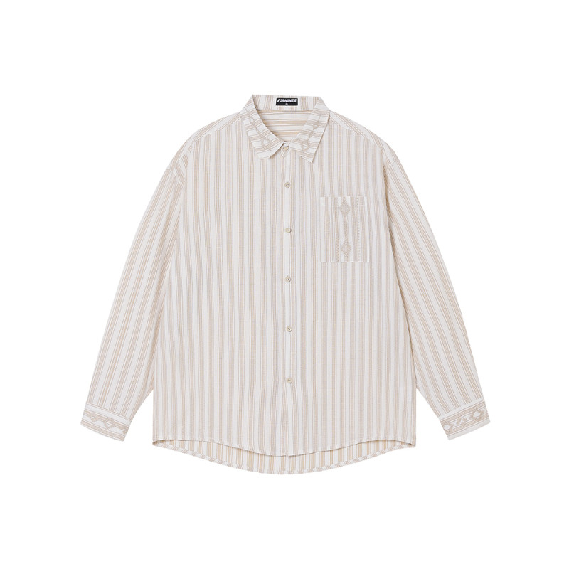 FORNINES民族风刺绣长袖衬衫