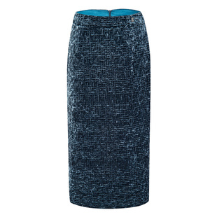 BCBG25秋冬新款设计感百搭简约肌理压绉绒面中长直筒裙半身裙女