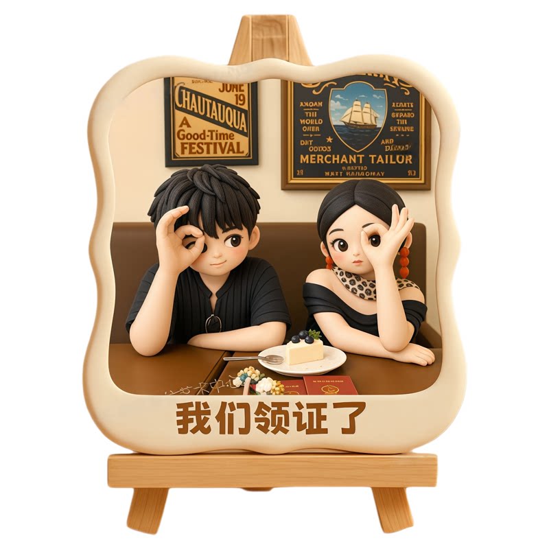 来图定制Q版3D打印浮雕相框冰箱贴卡通浮雕相框桌面摆件情侣礼物