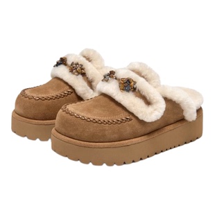 SHOESZOOO2025新款秋冬季女鞋厚底羊毛勃肯鞋女休闲外穿毛毛拖鞋