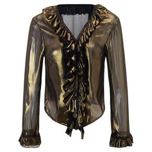 【AGD】WrongSolution“流动形态2 金属古铜色破碎网纱开衫防晒衣