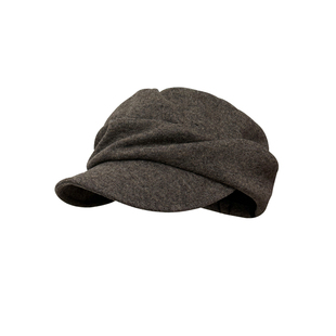 日系褶皱山本风贝雷帽大头围平顶马术帽显脸小画家帽鸭舌报童帽