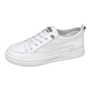 头层牛皮镂空小白鞋女夏透气2025新款百搭运动休闲平底鞋网孔单鞋