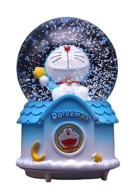 蓝胖子飘雪水晶球儿童新年礼物
