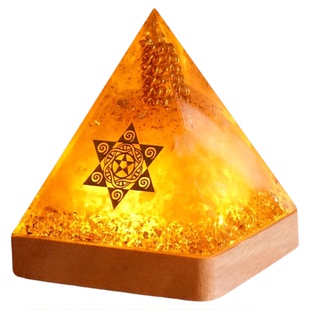 招财聚米黄水晶吸金金字塔办公室办公桌家居店铺八方来财摆件礼品