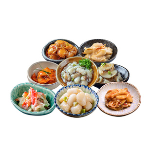 洋琪芥末章鱼海鲜即食下饭菜8口味日式料理商用日料海螺片鲜蛤