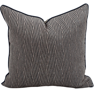 现代简约轻奢黑咖条纹抱枕居家别墅酒店沙发客厅卧室靠包靠垫靠枕