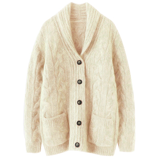 重磅 男女同款 自信洒脱！加厚羊绒开衫女粗棒针纯羊绒毛衣外套冬