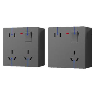 明装86型三孔16a一开八孔10A多孔厨房空调墙壁明线插座面板带开关