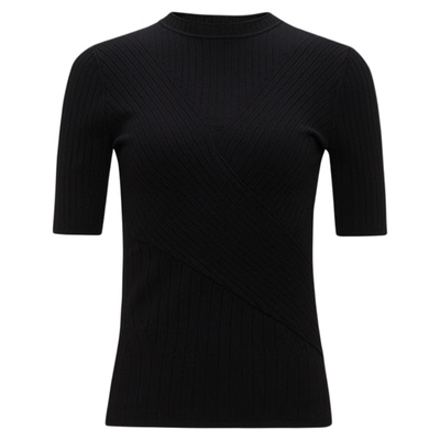 DVF黑色短袖罗纹针织打底衫