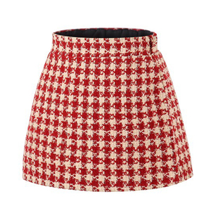 儿童短裙红色小香风半身裙秋冬加绒新年服包臀裙裤女童a字裙格子
