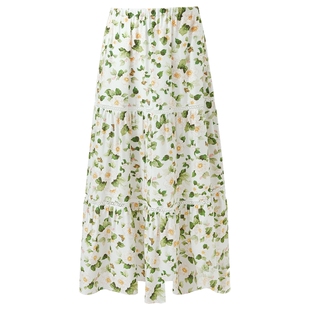 首降5折|歌莉娅醋酸半身裙女2025新款夏季流行穿搭高腰碎花裙子