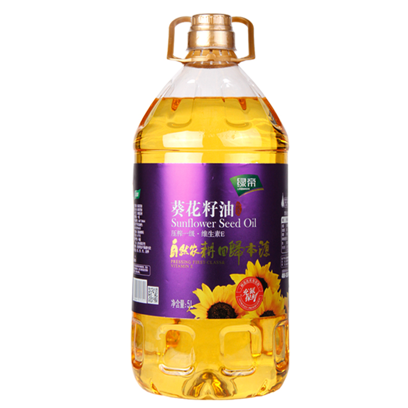 绿帝葵花籽油5L桶装家用食用油进口葵花籽去壳物理压榨充氮保鲜